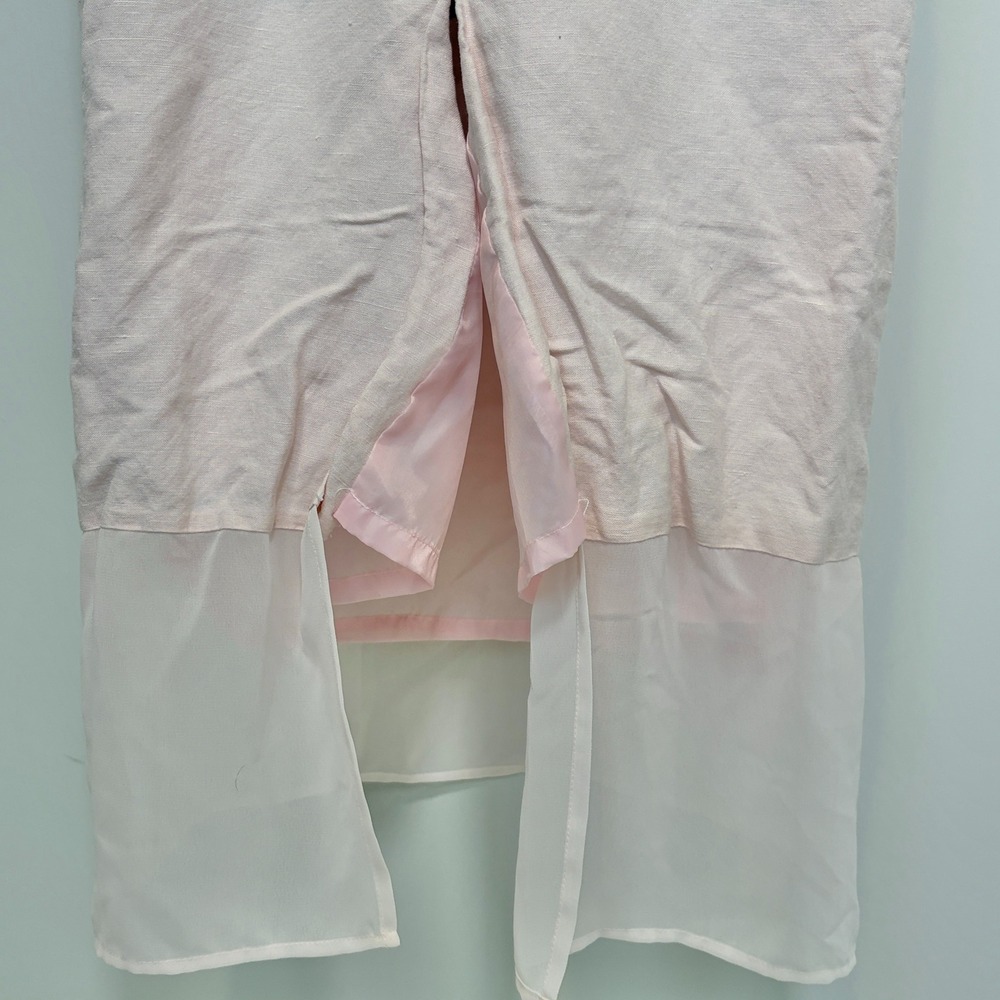Jessica Howard Vintage Sleeveless Linen Blend Floral Hem Dress 6 Petite Pink - Picture 11 of 12